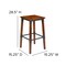 Merrick Lane Breton Backless Bar Height Stools with Steel Supports and Footrest - Set Of 2
